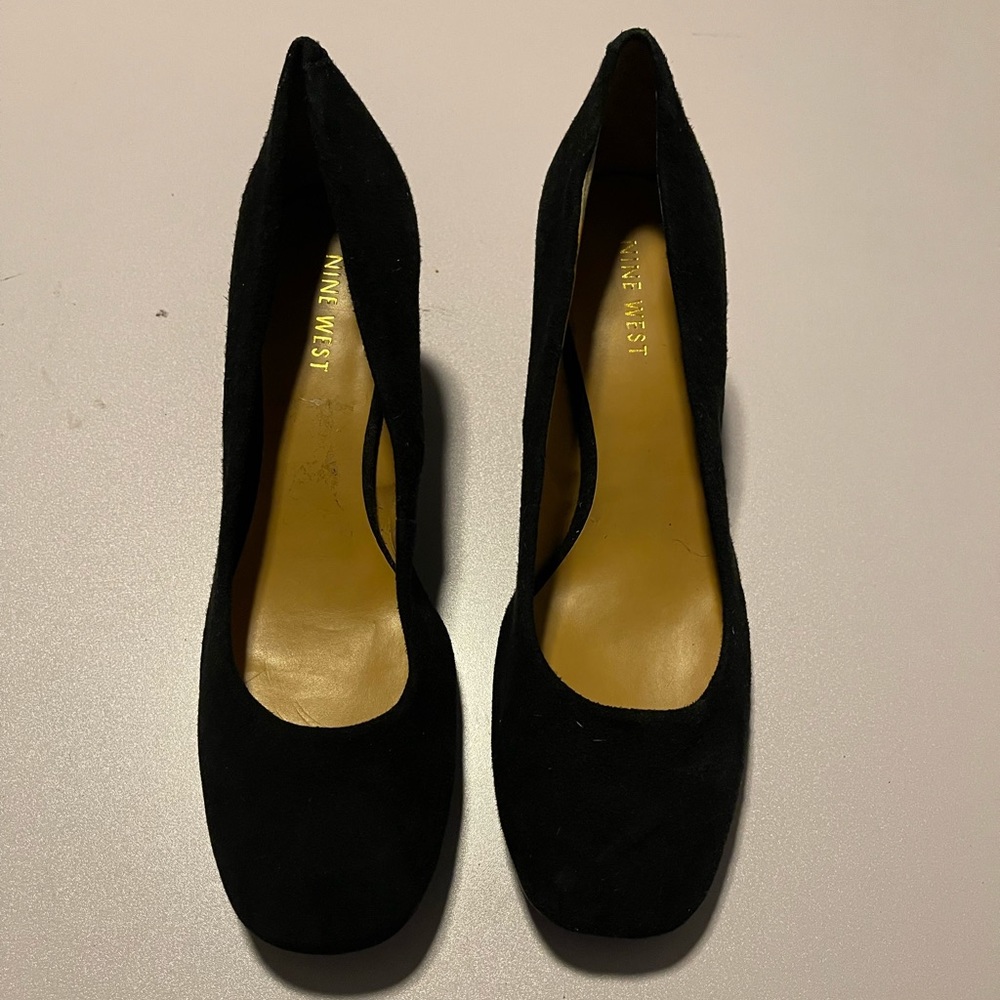 Nine West new women’s black suede leather heel shoes size 7M